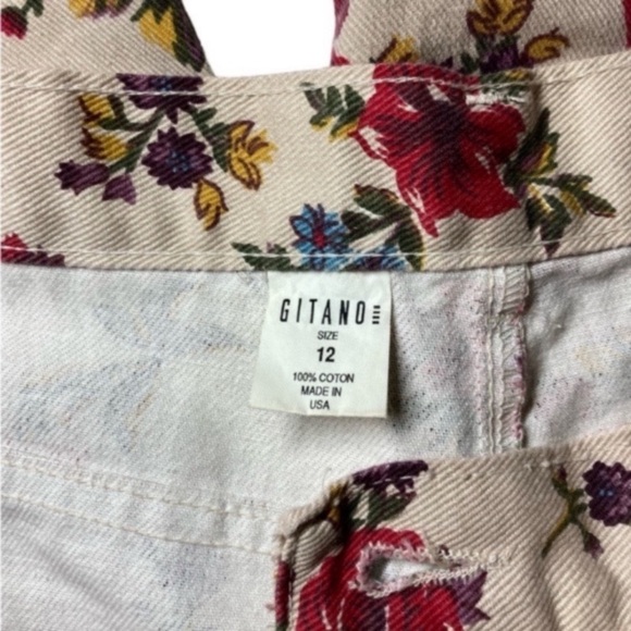 Vintage Gitano Tan Floral Rose Relaxed Fit 90s High Waist Jeans Size 12 - Picture 5 of 5